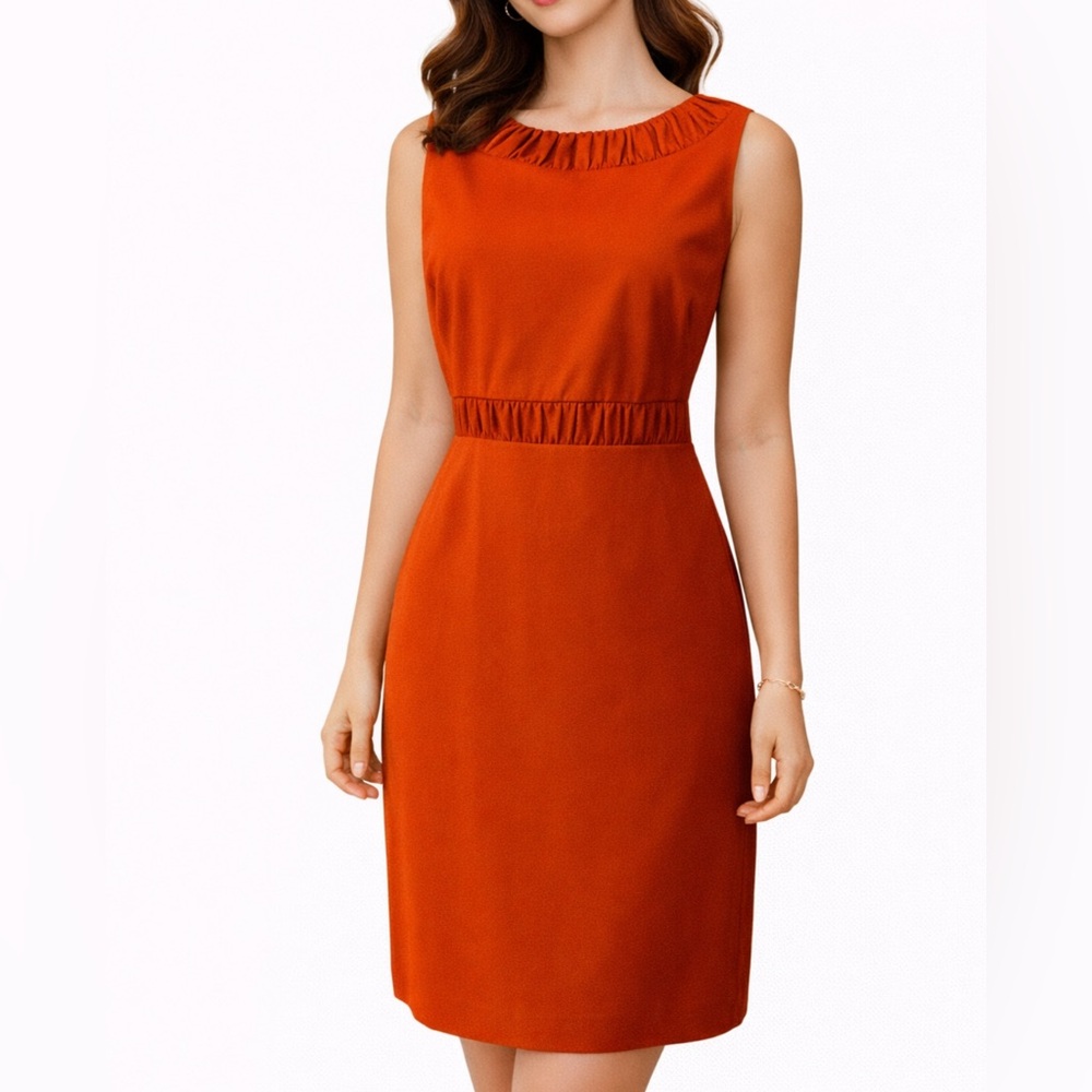 Talbots Sheath Dress 14 Dark Orange Stretch Career Church NWT